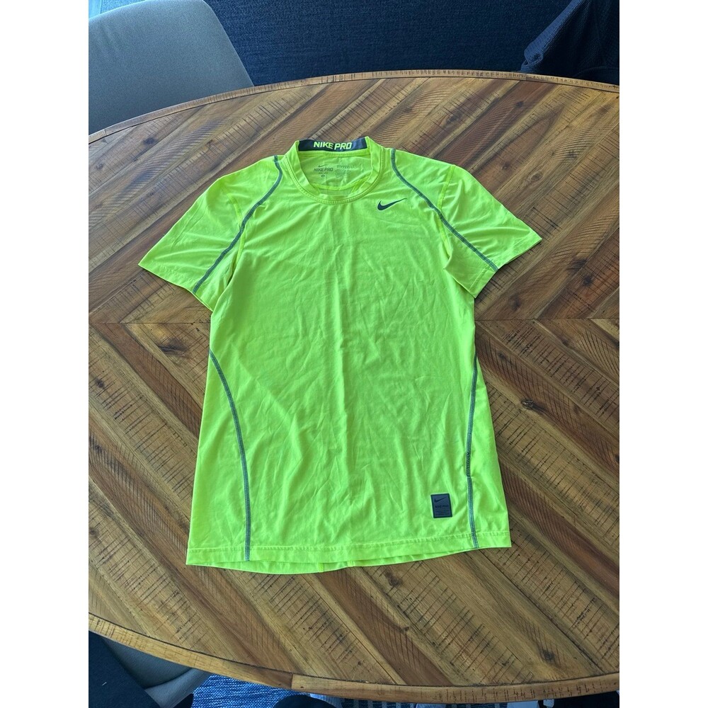 Nike Pro Dri-FIT Neon Green Yellow Fitted Training Shirt men’s small